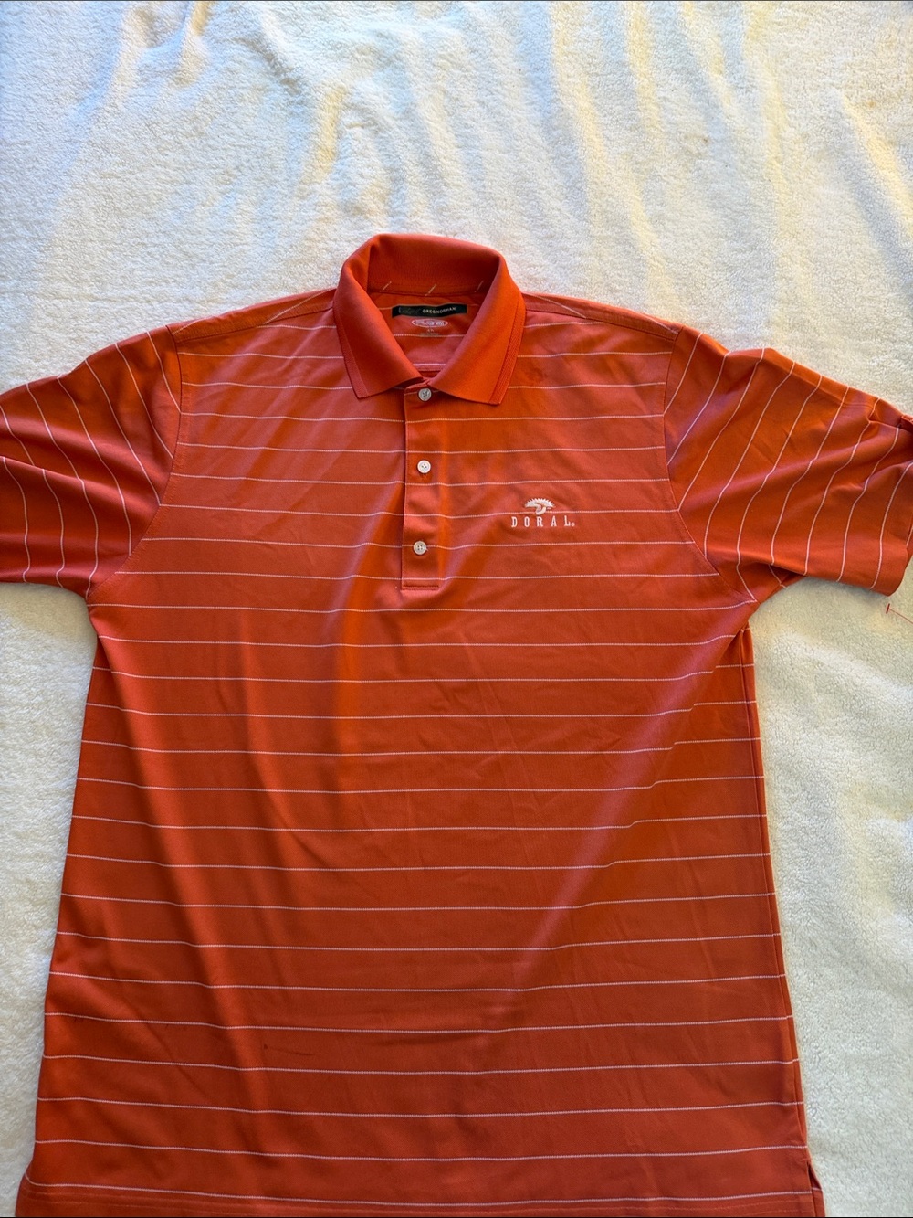 Greg Norman Collection Orange Striped Performance Polo